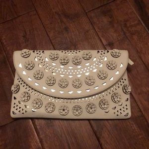 Cream Inc 3D Floral Clutch (can be worn crossbody)